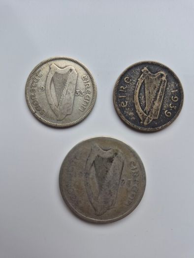 3 Irish silver coins