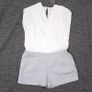 Mango White Grey Crossover Wrap Short Playsuit Romper Size L Image 6