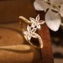 Flower Crystal Gold Tone Ring Image 2