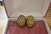 Vintage Golden Tone Oval Earrings