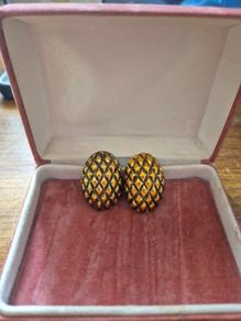 Vintage Golden Tone Oval Earrings