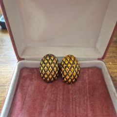 Vintage Golden Tone Oval Earrings