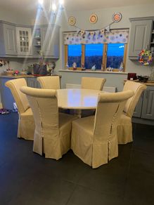 Round table and Six fabric chairs