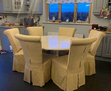 Round table and Six fabric chairs