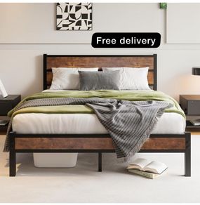 King Size Bed Frame with Wooden Headboard Bed Frames