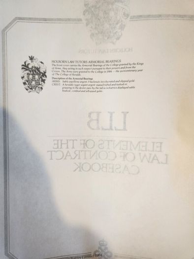 Law Books X 2. Llb Elements Of The Law Of Contract Casebook. Suitable For Law Students Studying For An Llb Elements Of The Law. 2 X First Edition Large Volume Paperback Books In Good Condition.