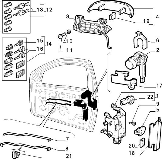 RH Door Handle Mechanism (Alfa Romeo 145)