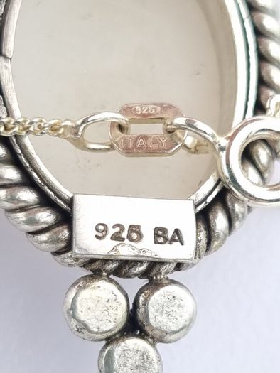 Vintage 925 Sterling Silver Italian Mother of Pearl Necklace