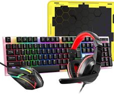 Gaming Keyboard and Mouse Combo With Headset, Mouse Pad, Colorful Backlit, High Movement Speed, 1000 Gaming Headset With Mic