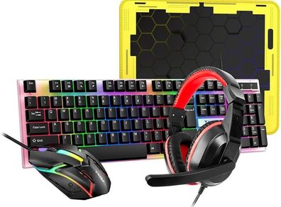 Gaming Keyboard and Mouse Combo With Headset, Mouse Pad, Colorful Backlit, High Movement Speed, 1000 Gaming Headset With Mic