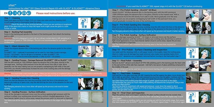 Glass Polish 28004 DIY Glass Scratch Removal Kit Deluxe for all Glass Surfaces -  50mm & 75mm with Drill Attachment
