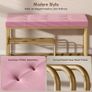 Bench and Shoe Storage, Tufted Shoe Storage Bench with Velvet Seat Cushion Gold Steel Frame for Entryway, Pink Image 5