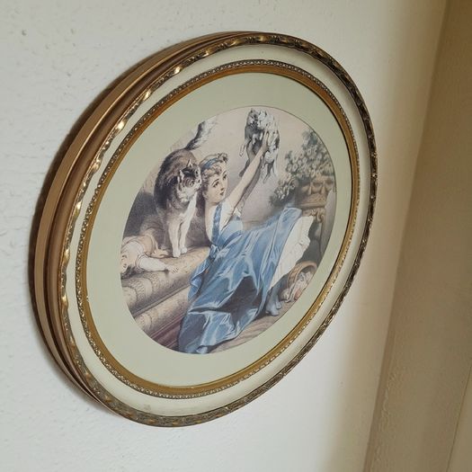 Vintage ornate framed pair of prints