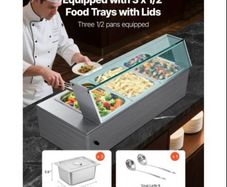 Buffet Food Warmer Stainless Steel 3 Pans with Glass Shield Commercial Countertop Bain Marie 220v