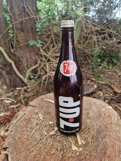 Vintage 7-UP  Brown Glass Bottle.