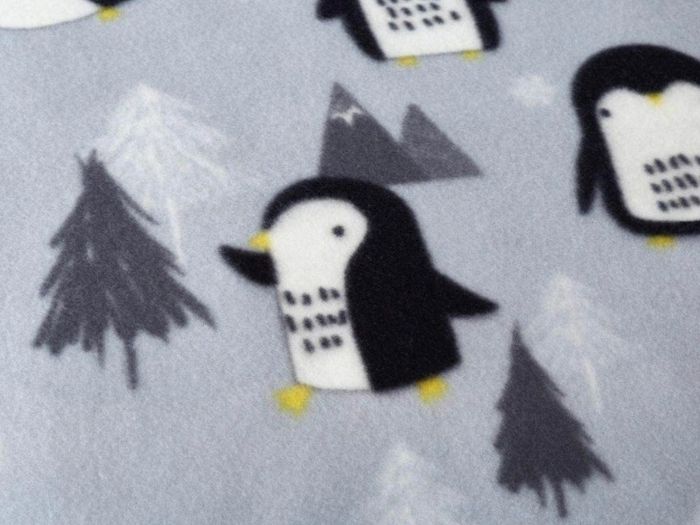 Cosy Penguin Fleece Double Duvet Set Grey Multiple Sizes (free Postage)