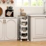 Wood 5-Tier Storage Trolley on Wheels - White Image 3