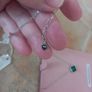 silver necklace with green stone Image 4