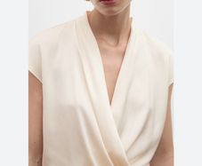 Mango cream satin wrap blouse