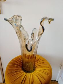 Mid-Century Iridescent XXL Murano Stretch Vase
