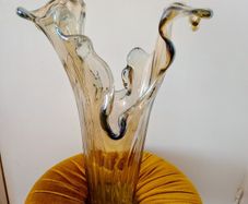 Mid-Century Iridescent XXL Murano Stretch Vase
