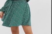 dress asos off shoulder dress size 12 green polka dot