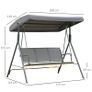 3 Seater Garden Swing Bench with Adjustable Canopy and Steel Frame Image 2