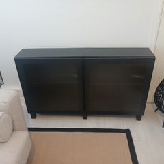 Ikea cabinet with ribbed glass doors