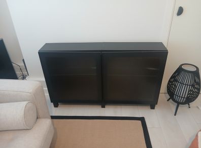 Ikea cabinet with ribbed glass doors