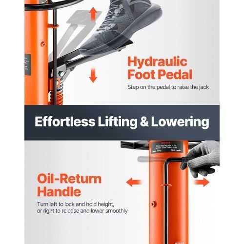 Jack, 600 kg Hydraulic Telescoping Transmission Jack, 81 -170 cm High Lift Floor Jack Stand with Foot Pedal