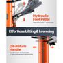 Jack, 600 kg Hydraulic Telescoping Transmission Jack, 81 -170 cm High Lift Floor Jack Stand with Foot Pedal Image 5