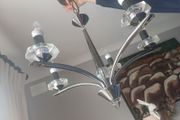 2 polished chrome and glass ceiling lights for sale