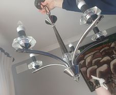 2 polished chrome and glass ceiling lights for sale