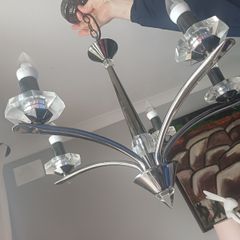 2 polished chrome and glass ceiling lights for sale