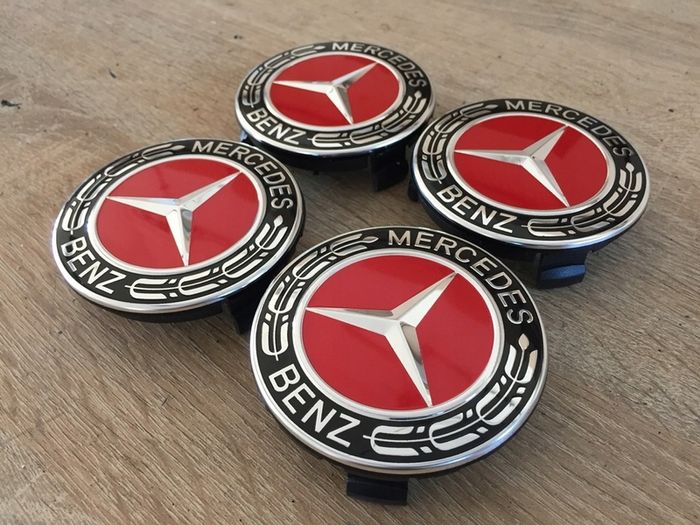 RED 75mm Mercedes wheel Caps 4pcs A1714000025