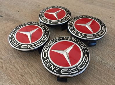 75mm Mercedes wheel Caps 4pcs RED