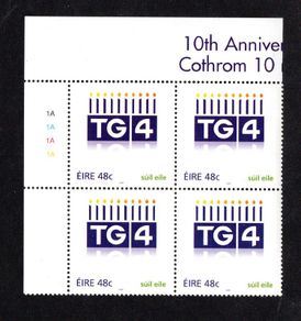 2006 Ireland Anniversaries 10 Years of TG4 Commemorative Commemorative Stamp Plate Block 1A1A1A1A  Mint Never Hinged (MNH)