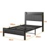 Single Bed Frame with Storage Headboard Shelf, 3ft Upholstered Image 2