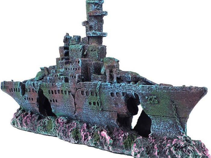 NEW SALE | Shipwreck Aquarium Ornament Resin Sunk Ship Decor Decoration for Small Betta Fish Tank