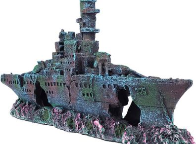 NEW SALE | Shipwreck Aquarium Ornament Resin Sunk Ship Decor Decoration for Small Betta Fish Tank