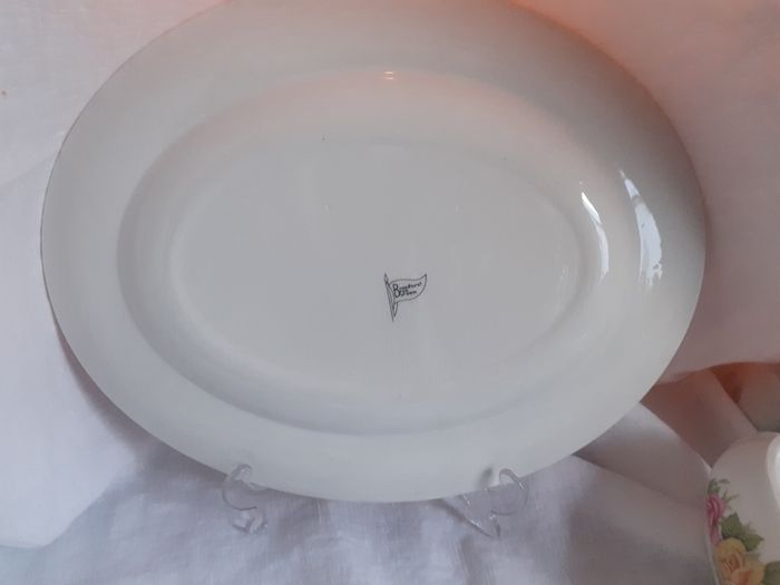 Staffordshire Floral Serving Plate  & Sauce  / Gravy Boat.