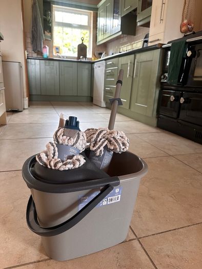 New microfibre mop, mop bucket and mop head refill