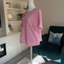 Ladies Savida Pink & White Striped Pearl Front T-Shirt from Savida Image 2