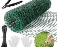 NEW SALE | 0.4m x 5m Chicken Wire Mesh Roll, Anti-rust Galvanised Wire Mesh Roll, 25mm Hole Size Chicken Wire Mesh Fence with Gloves, Pliers and Zip Ties for Chicken, Rabbit, Dog, Cat, Rats, Fox, Badger