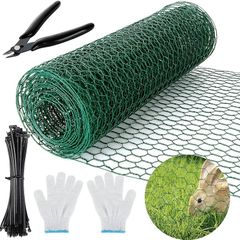 NEW SALE | 0.4m x 5m Chicken Wire Mesh Roll, Anti-rust Galvanised Wire Mesh Roll, 25mm Hole Size Chicken Wire Mesh Fence with Gloves, Pliers and Zip Ties for Chicken, Rabbit, Dog, Cat, Rats, Fox, Badger