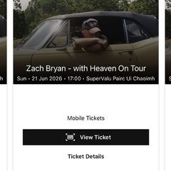 5x standing Zach Bryan tickets Sunday 21st June