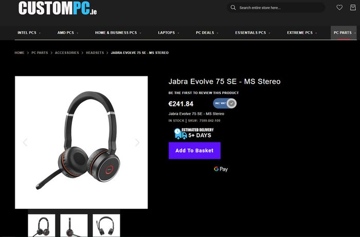Jabra Evolve 75 SE Wireless Headset with Noise Cancellation