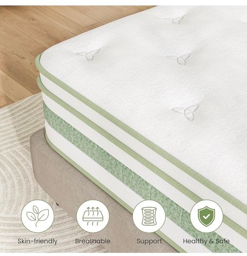 King Size Mattress Memory Foam Pocket Sprung Mattress, 150x200x25cm Hybrid Mattress, Medium Firm, 7-Zone Support, Edge Support, Motion Isolation