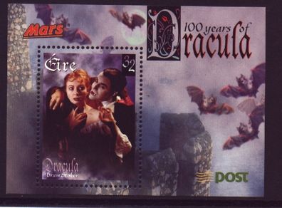 1997 Ireland 32p Mars Centenary of Bram Stokers Dracula Commemorative Stamp Miniature Sheet Mint Never Hinged (MNH)