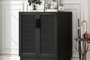 Black Sideboard for Living Room Rattan Buffet Storage Cabinets with Adjustable Shelves, Magnetic Closure, Accent Cabinet Cupboard for Kitchen Hallway Dining Room Furniture 80 x 40 x 89 cm